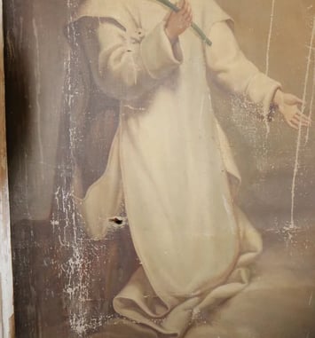 A la Chartreuse du Reposoir, présentation d'une huile sur toile à sauvegarder, reflet de l'identité culturelle et historique de la population locale.